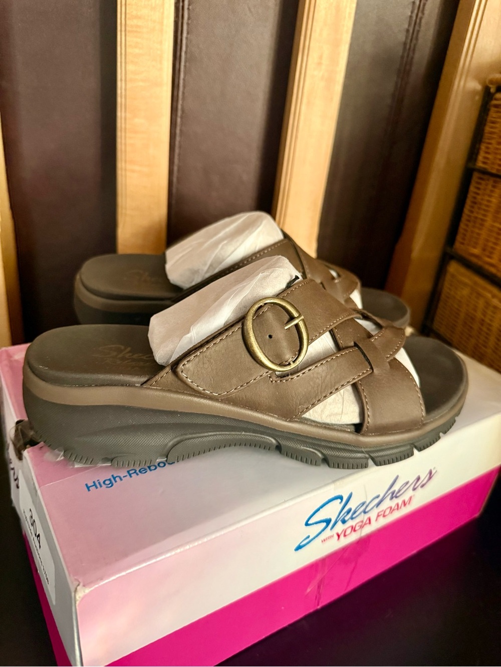 Skechers Relaxed Fit Easy Going Sundown Sandals Yoga Foam Brown Slides Womens 5